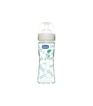 شیشه شیر ول بیینگ سیلیکانی طرح دار چیکو Chicco Well Being Glass Bottle